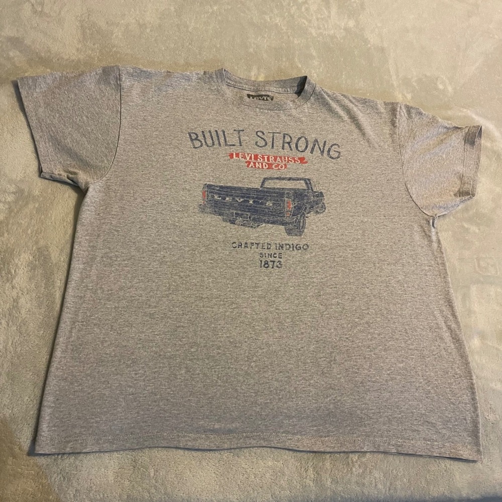 Levi Strauss Co Built Strong Truck Crafted Indigo Mens XXL T Shirt‎ Gray Cotton